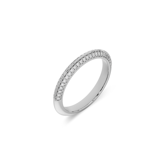 14K White Gold Classic Stone-set Wedding Band