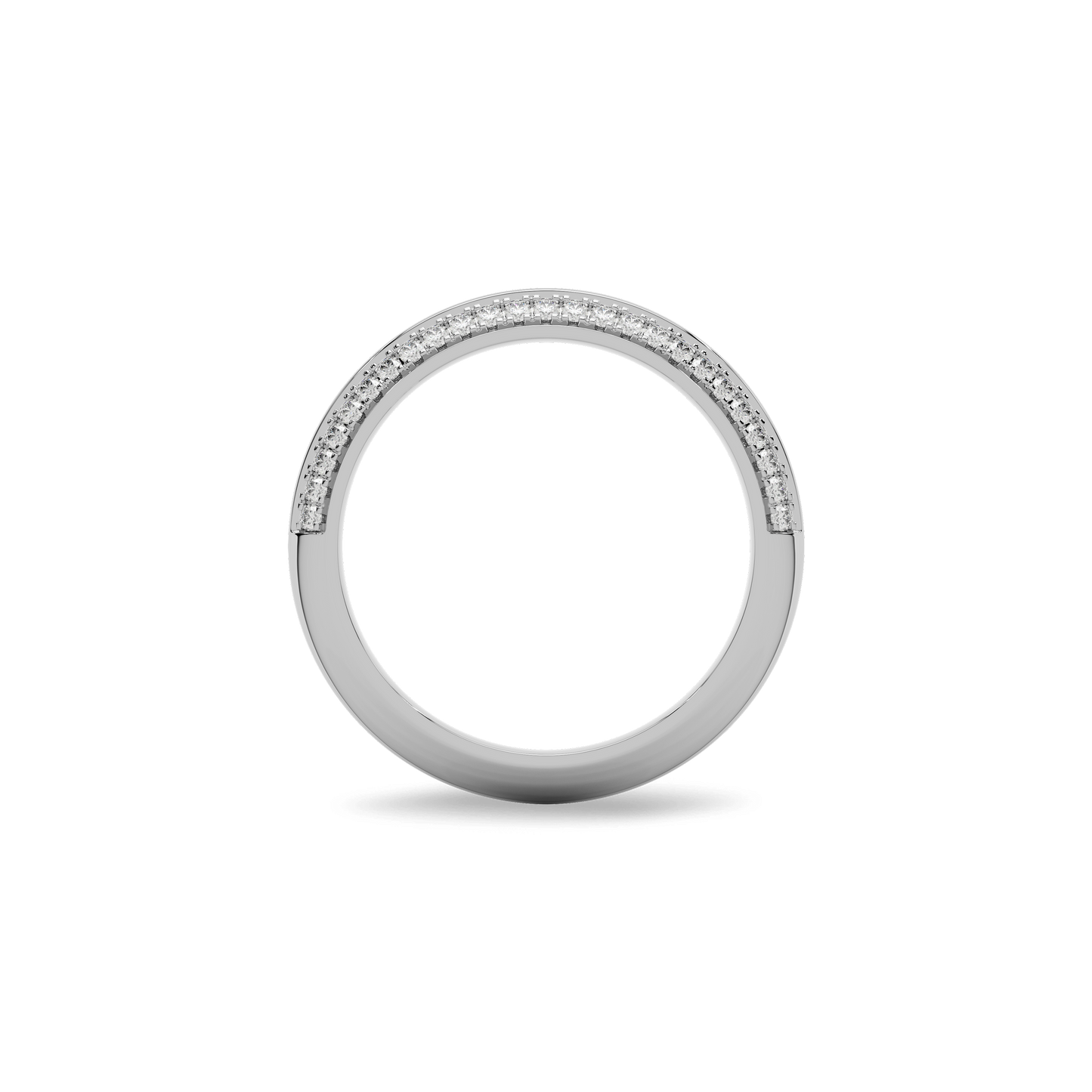 14K White Gold Classic Stone-set Wedding Band