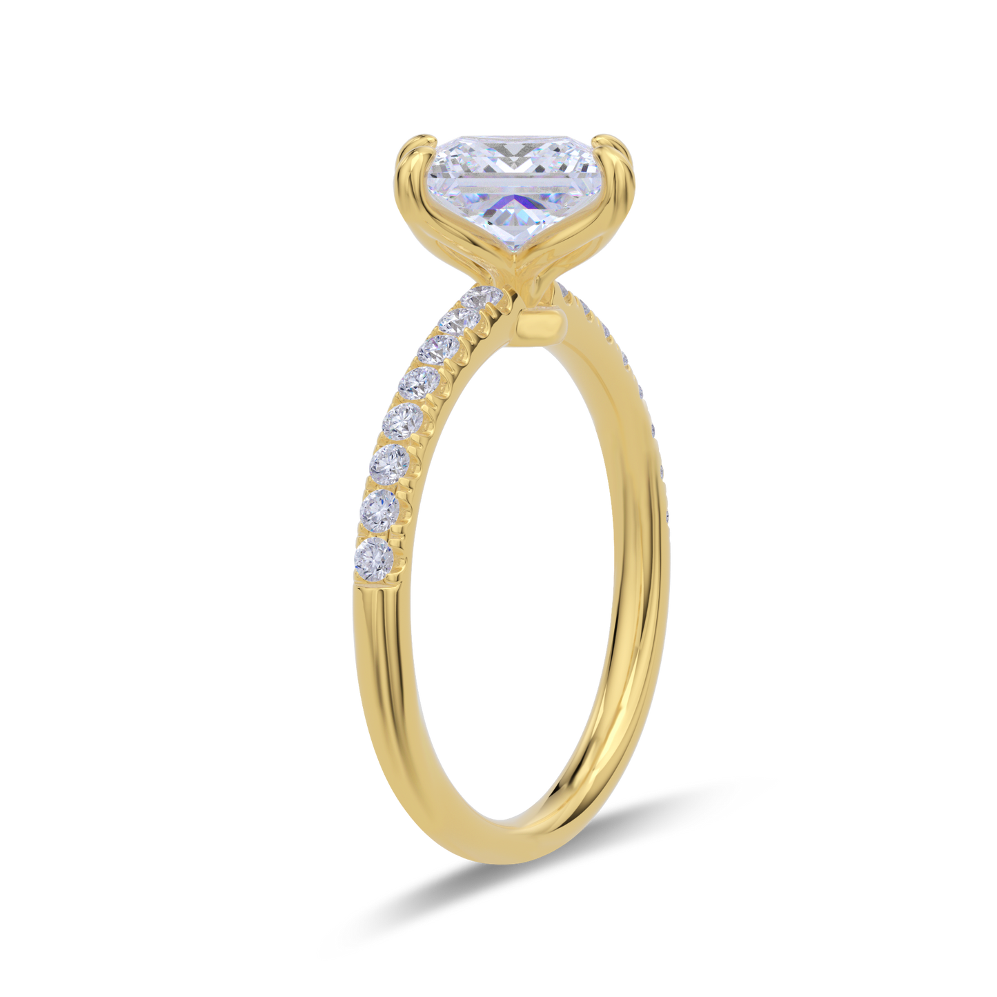 Dia Solitaire Pave Engagement Ring Princess•Yellow Gold