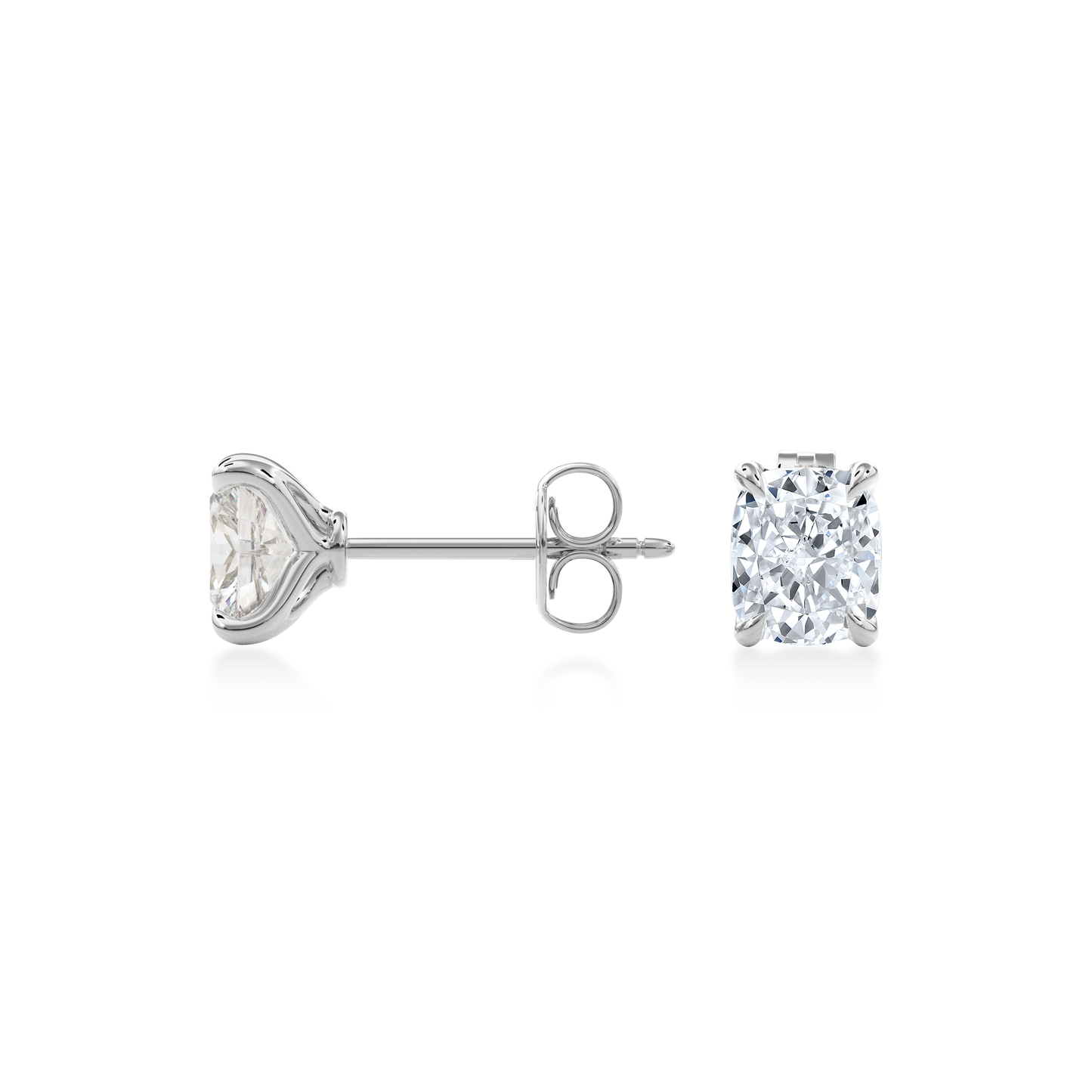Dia Solitaire Single Stud Earring Cushion•White Gold