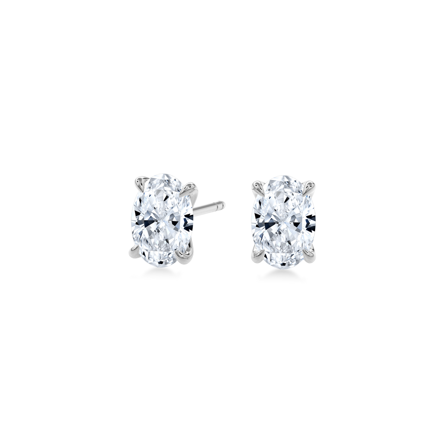 Dia Solitaire Single Stud Earring Oval•White Gold