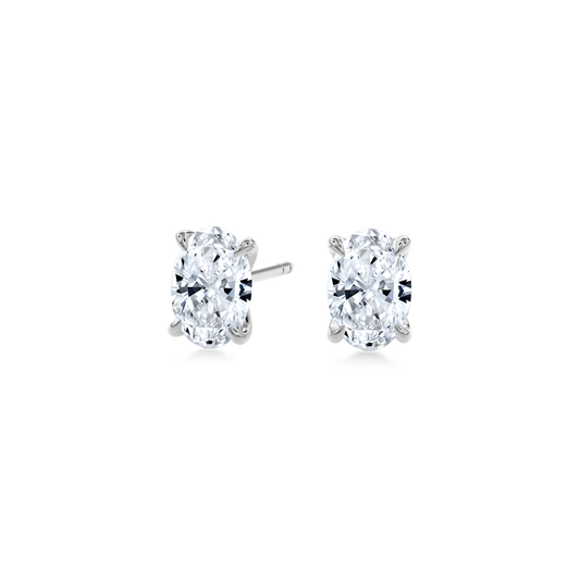 Dia Solitaire Single Stud Earring Oval•White Gold