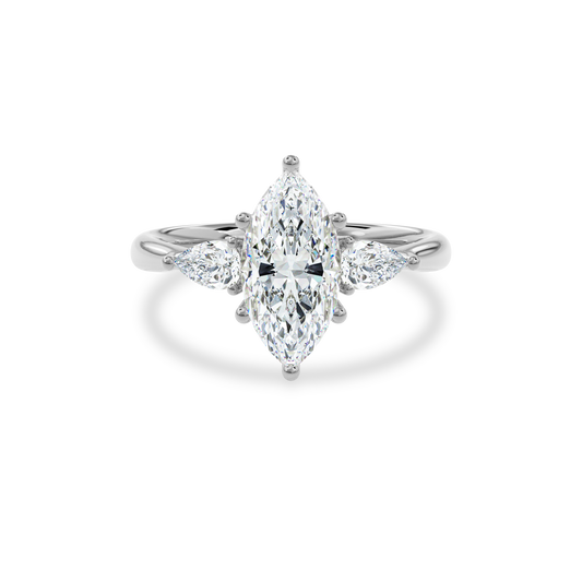 Daphnis Three Stones Engagement Ring Marquise•White Gold