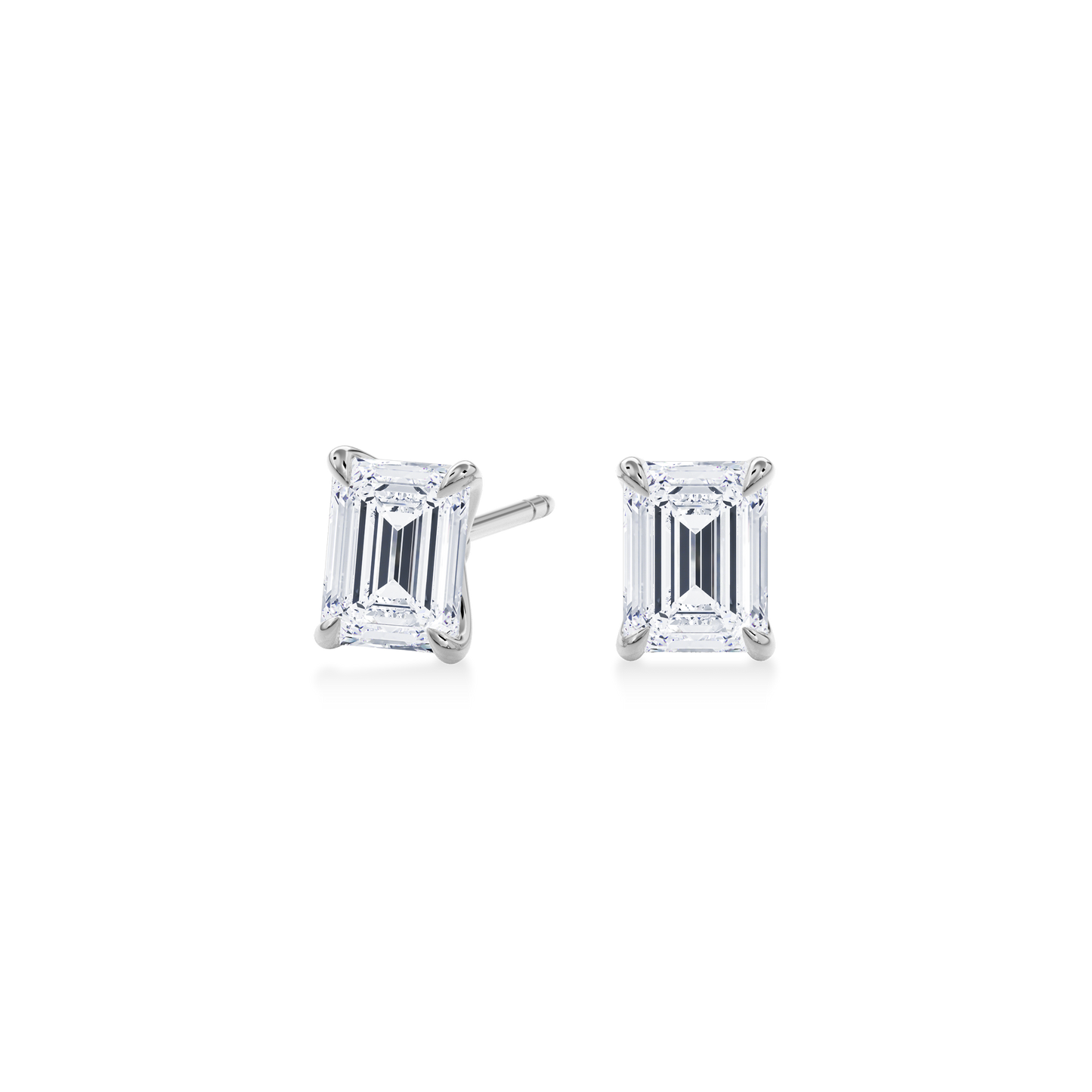 Dia Emerald LGD Classic Stud Earring in 14K White Gold (Single Earring)