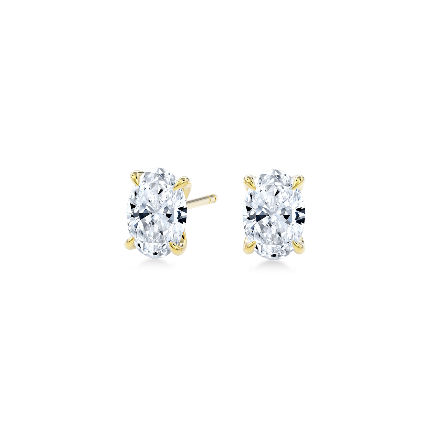 Dia Solitaire Single Stud Earring Oval•Yellow Gold