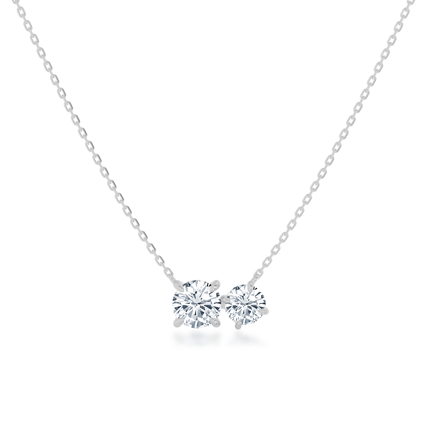 Round cut  Toi et Moi  Necklace in white gold