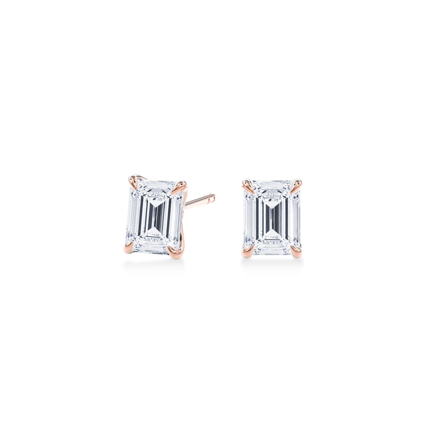Dia Solitaire Single Stud Earring Emerald•Rose Gold