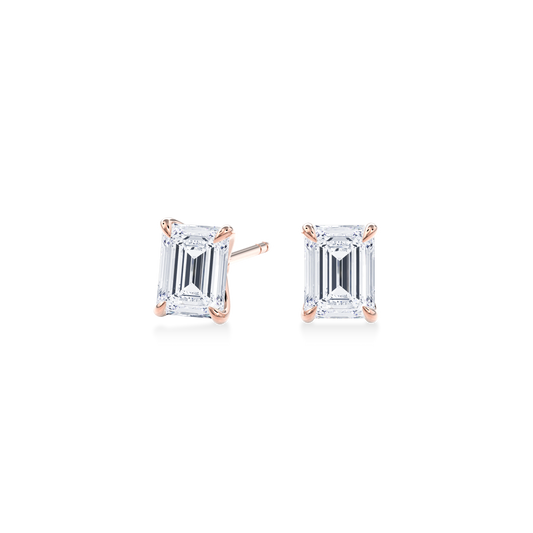 Dia Solitaire Single Stud Earring Emerald•Rose Gold
