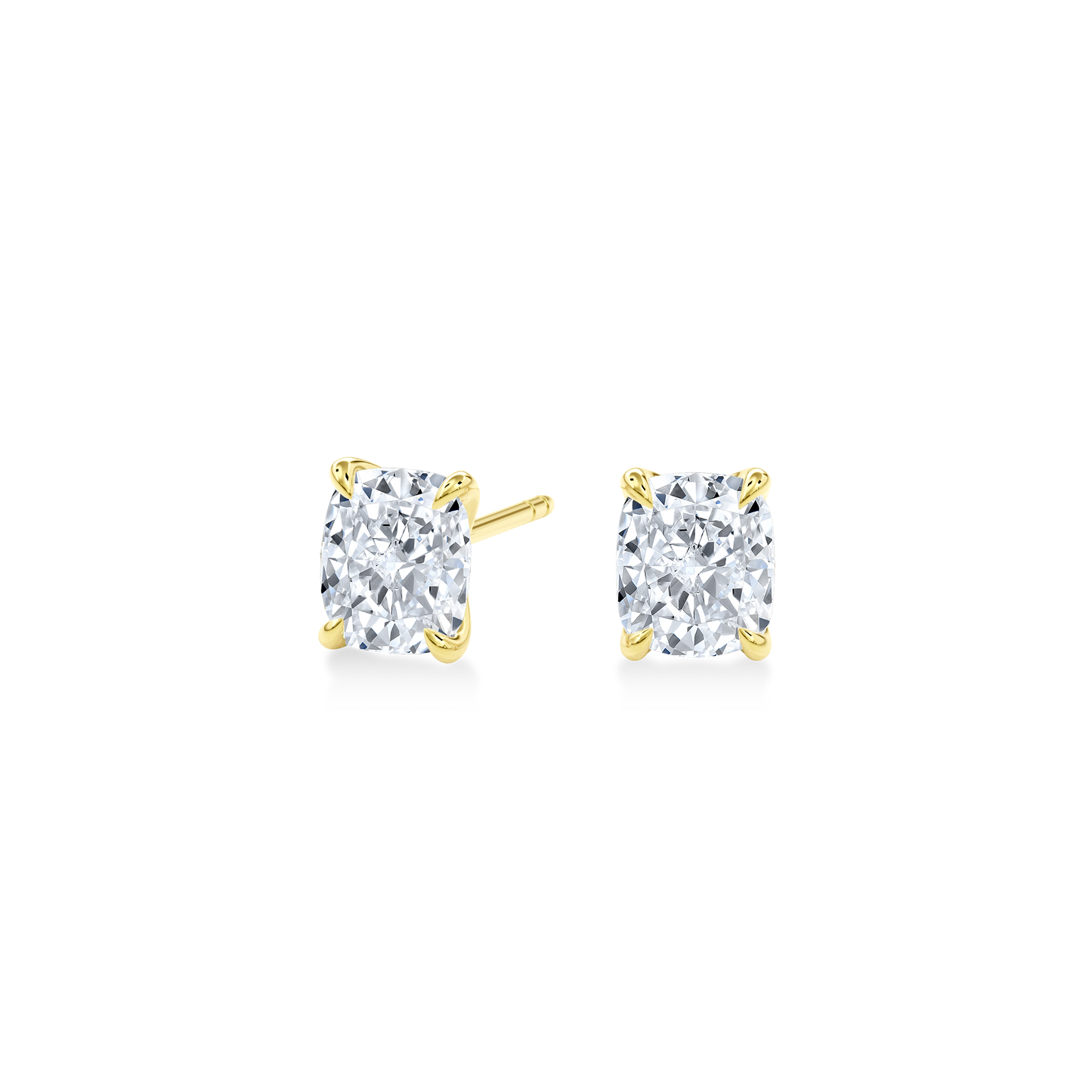Dia Solitaire Single Stud Earring Cushion•Yellow Gold