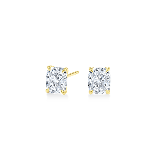 Dia Solitaire Single Stud Earring Cushion•Yellow Gold