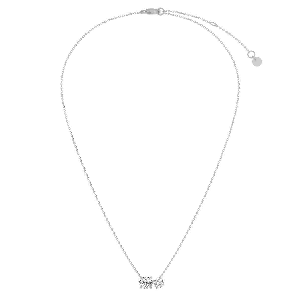 Round cut  Toi et Moi  Necklace in white gold