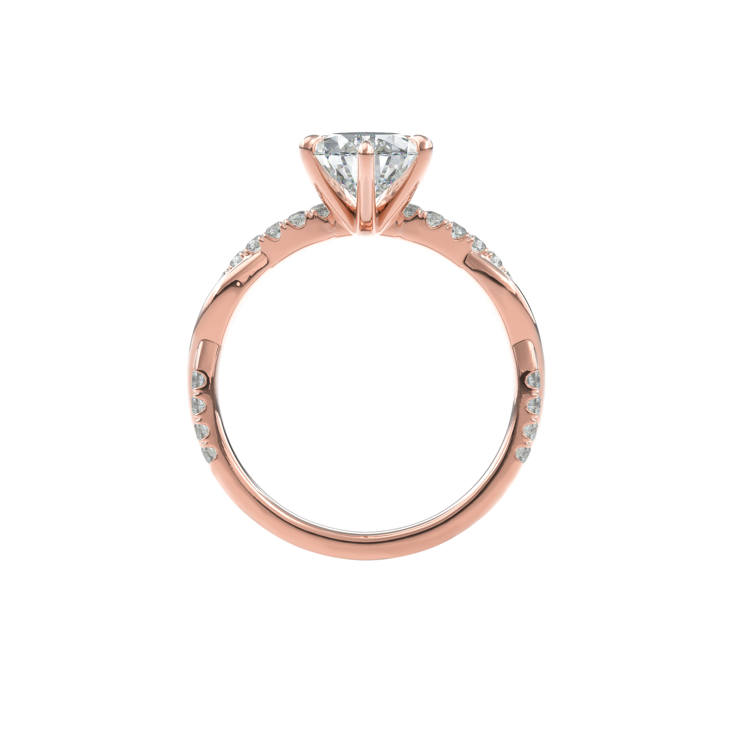 Rhea Twisted Pave Engagement Ring Cushion•Rose Gold