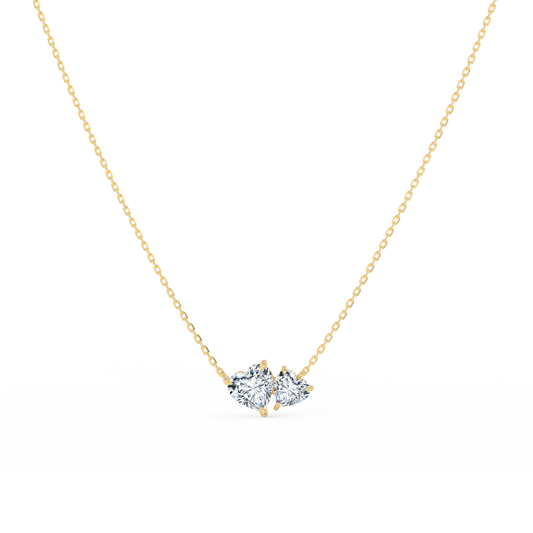 Heart cut Toi et Moi  Necklace in  yellow gold