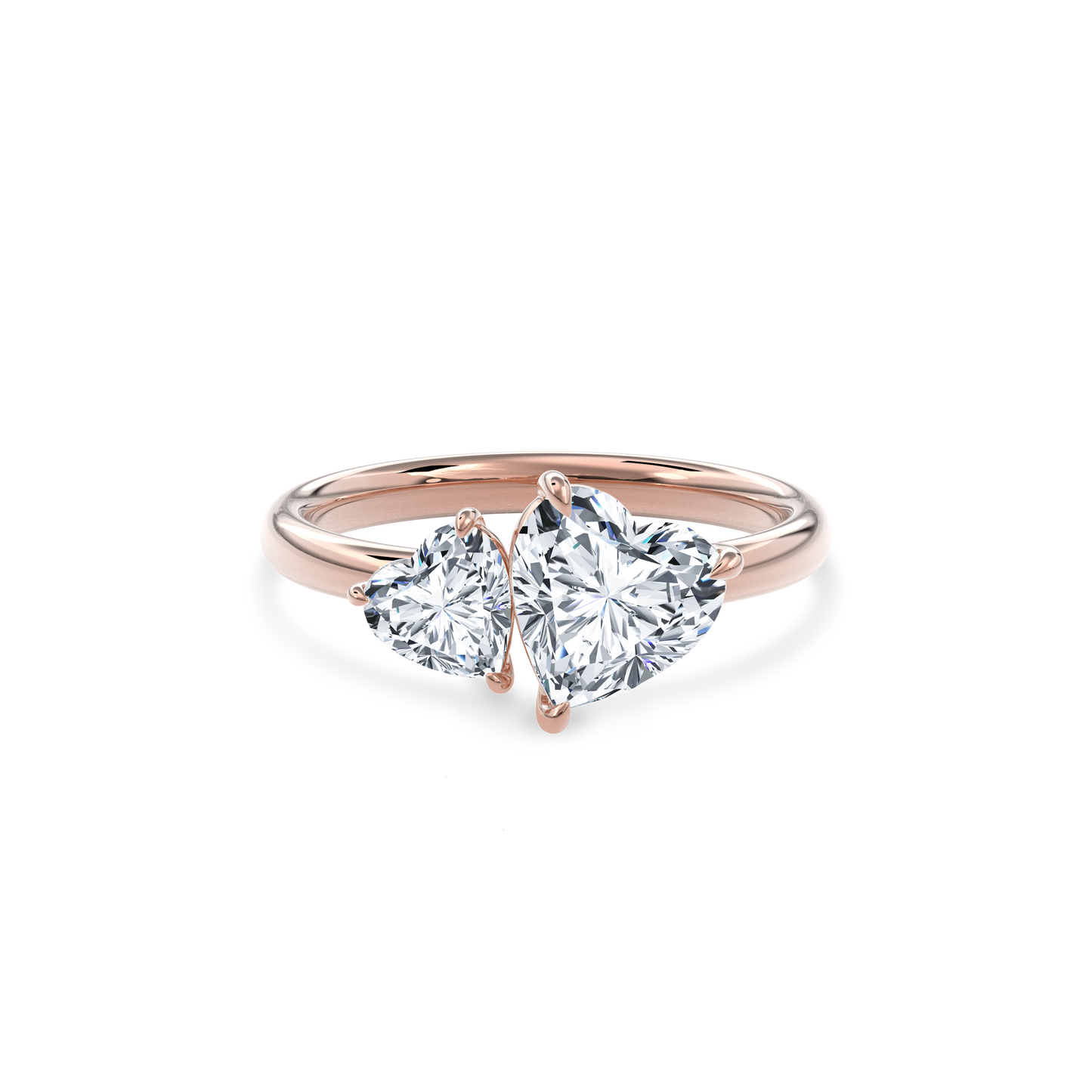 Callisto Two Stones Engagement Ring Heart•Rose Gold