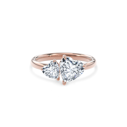 Callisto Two Stones Engagement Ring Heart•Rose Gold