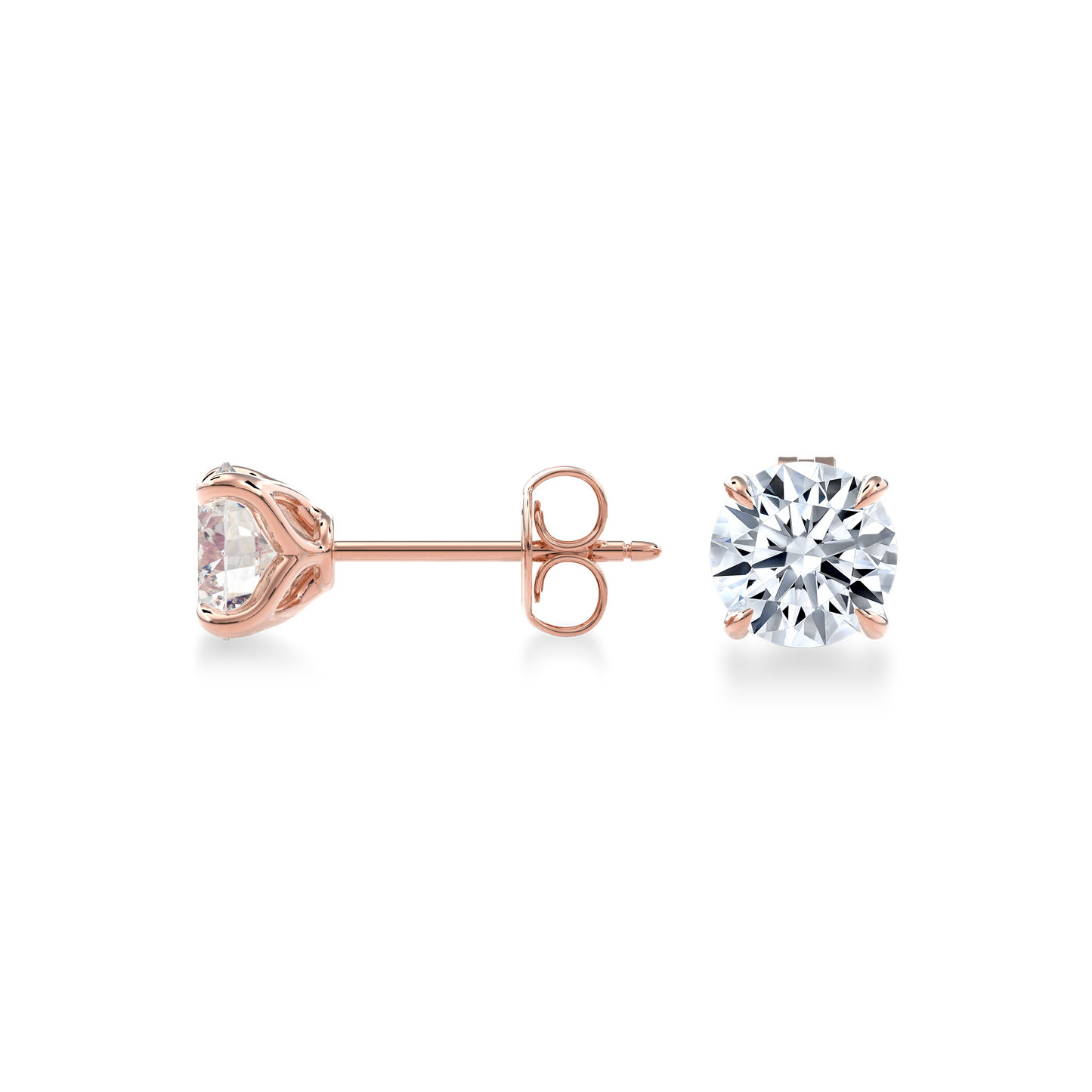 Dia Solitaire Single Stud Earring Round•Rose Gold