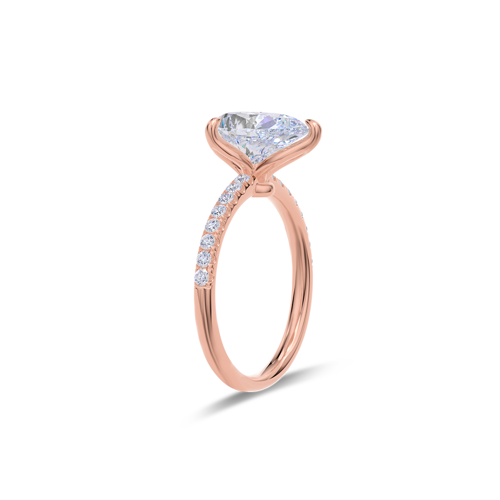 Dia Solitaire Pave Engagement Ring Pear•Rose Gold
