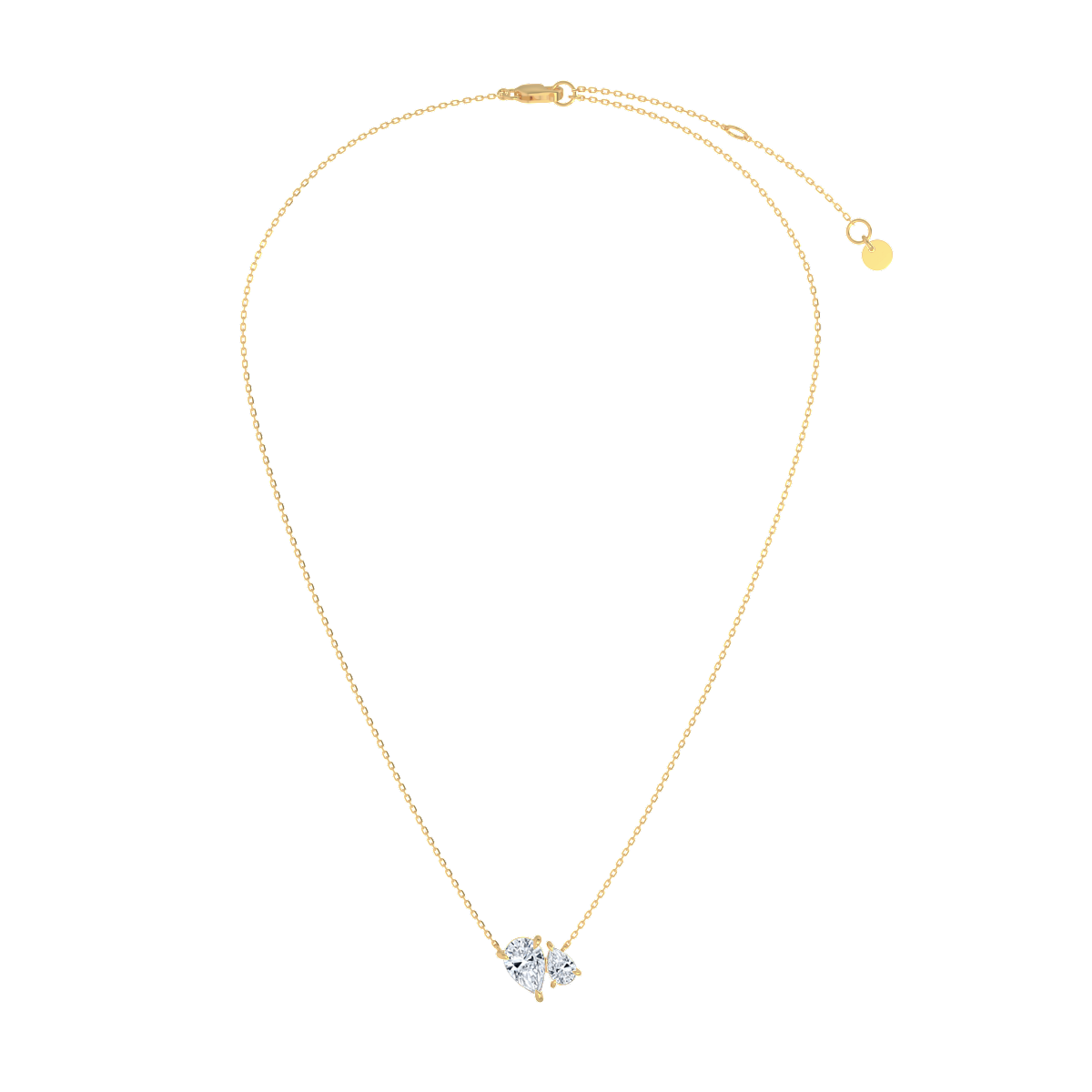Pear cut Toi et Moi  Necklace in yellow gold