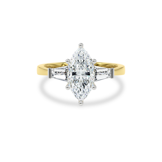 Daphnis Three Stones Engagement Ring Marquise•Yellow Gold