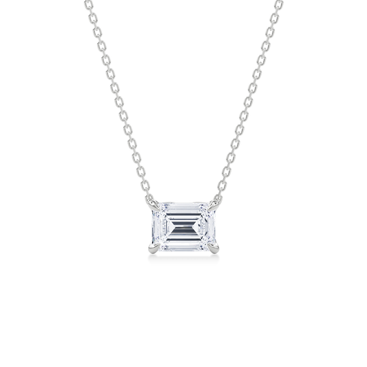 Dia Solitaire Necklace Emerald•White Gold