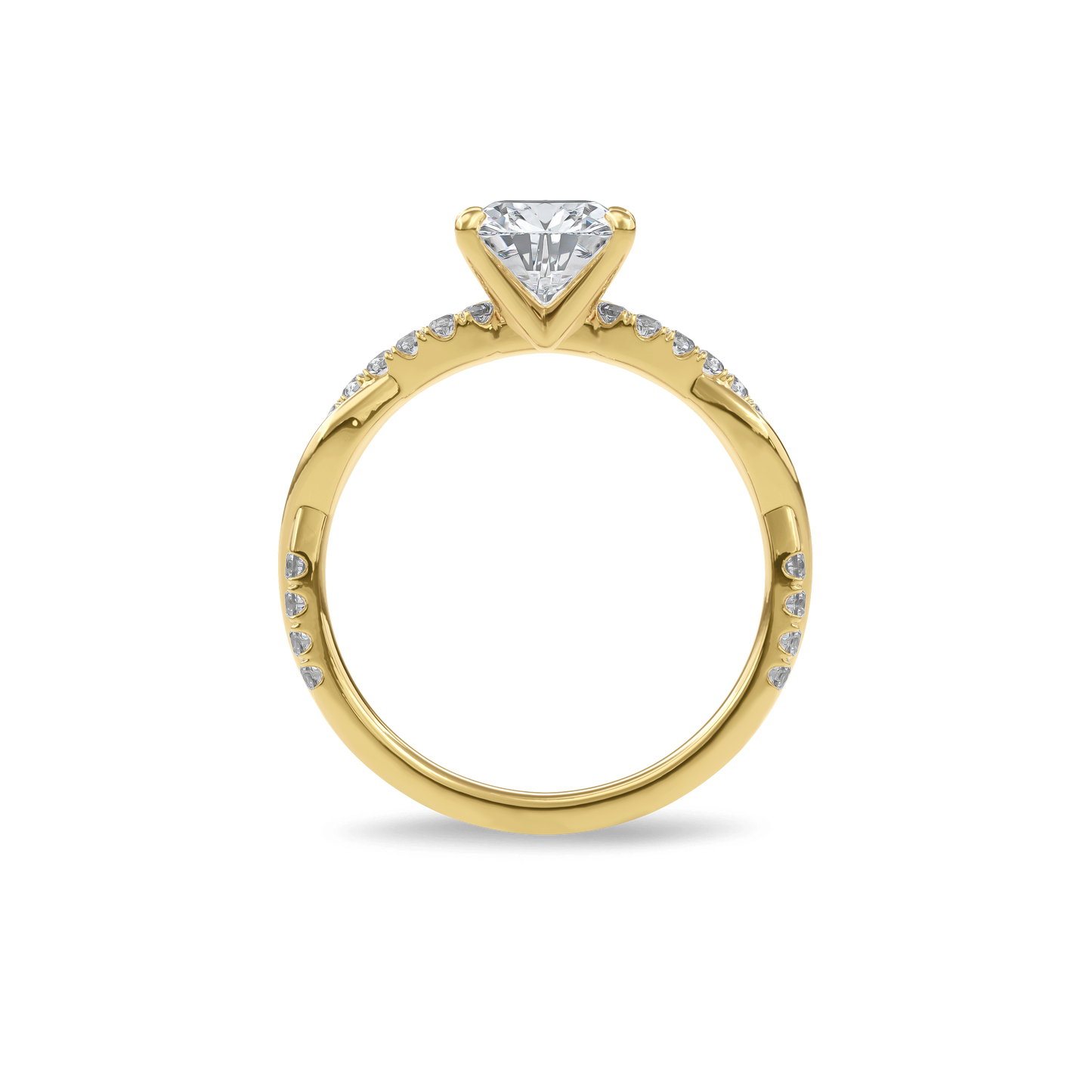 Rhea Twisted Pave Engagement Ring Cushion•Yellow Gold