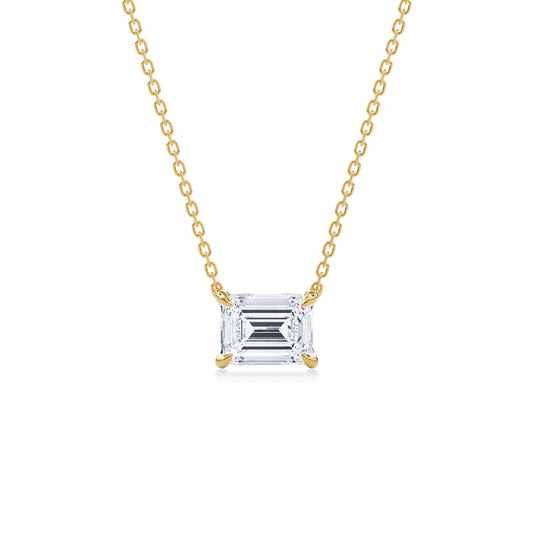 Dia Solitaire Necklace Emerald•Yellow Gold