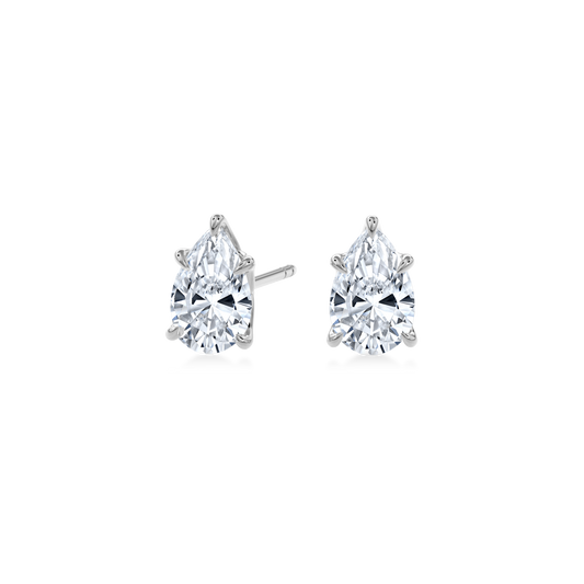 Dia Solitaire Single Stud Earring Pear•White Gold