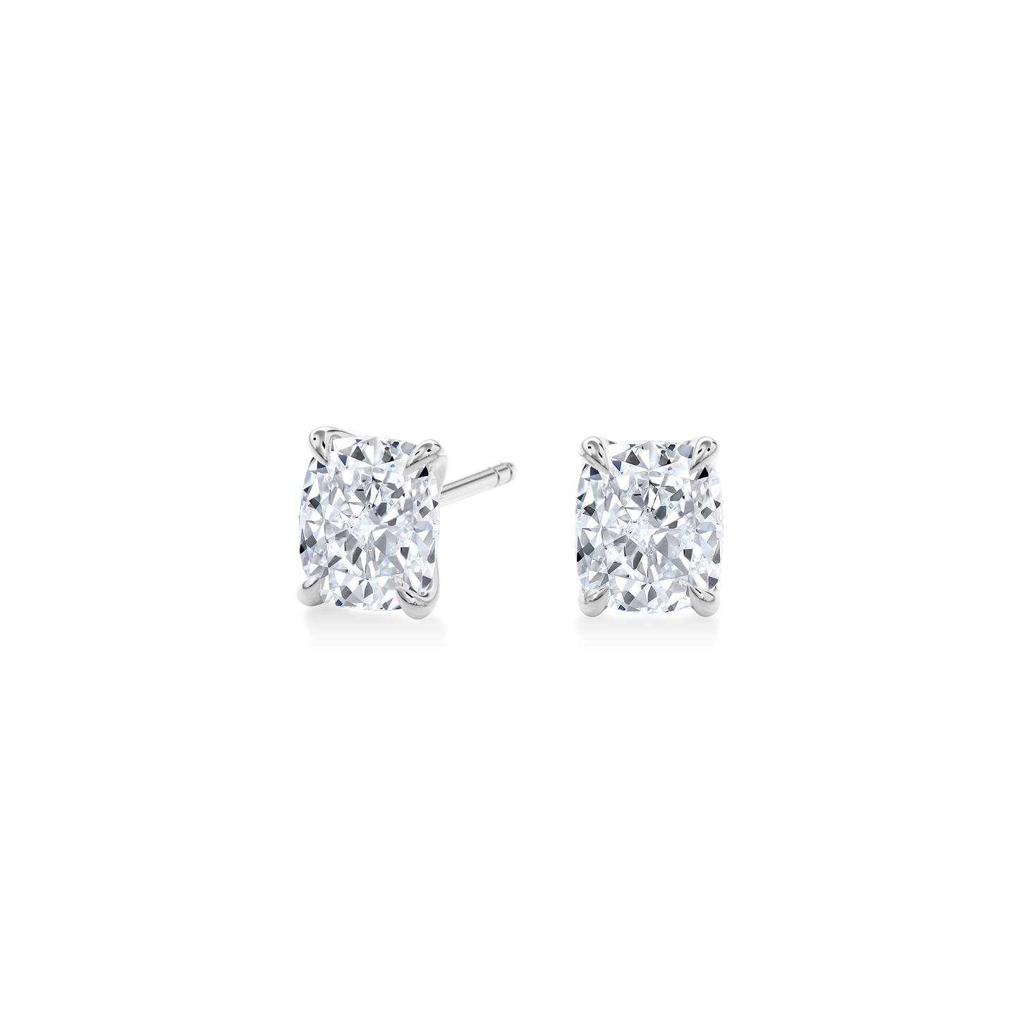 Dia Solitaire Single Stud Earring Cushion•White Gold