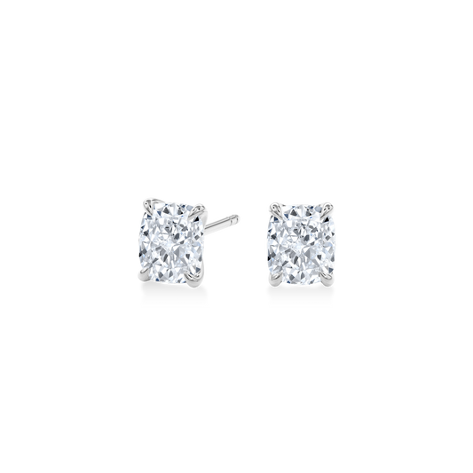 Dia Solitaire Single Stud Earring Cushion•White Gold