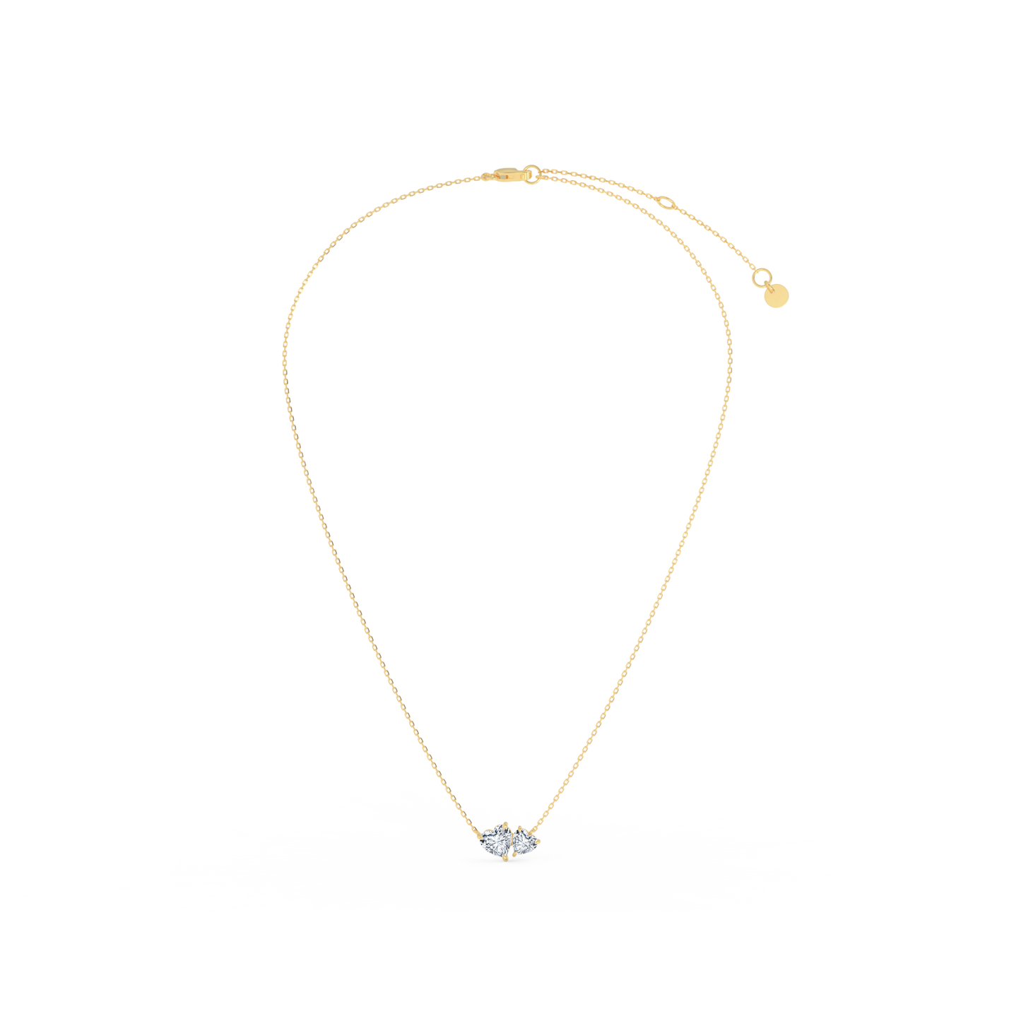 Heart cut Toi et Moi  Necklace in  yellow gold