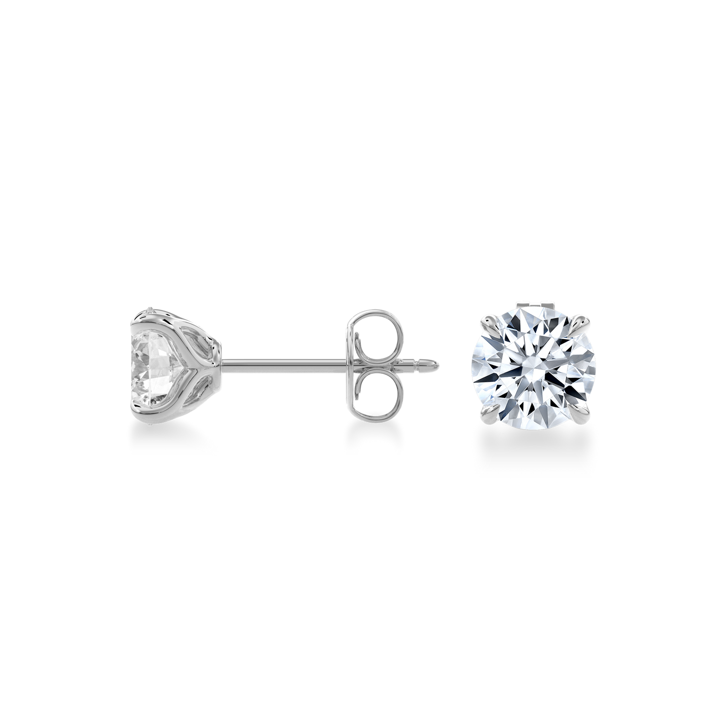 Dia Round LGD Classic Stud Earring in 14K White Gold (Single Earring)