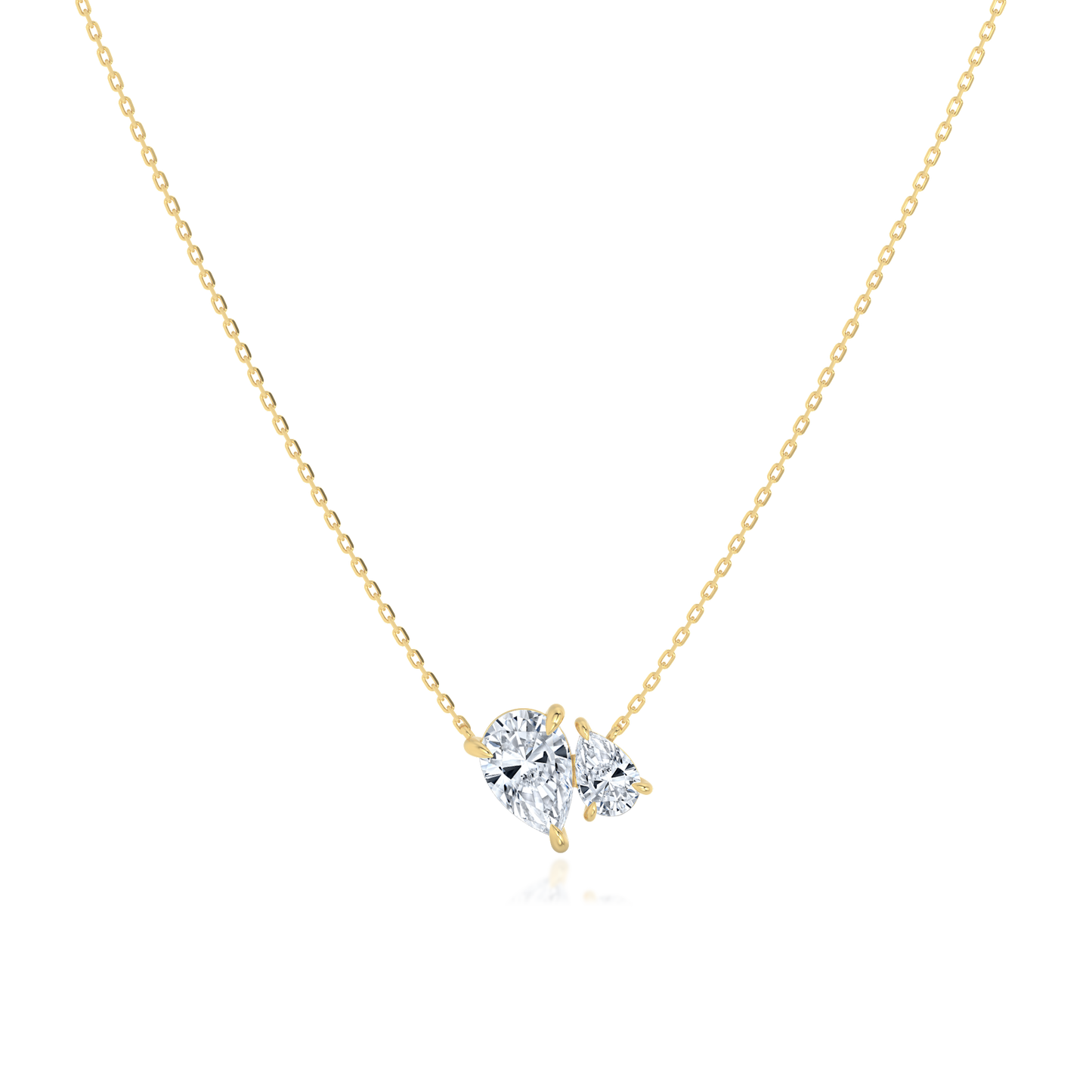 Pear cut Toi et Moi  Necklace in yellow gold