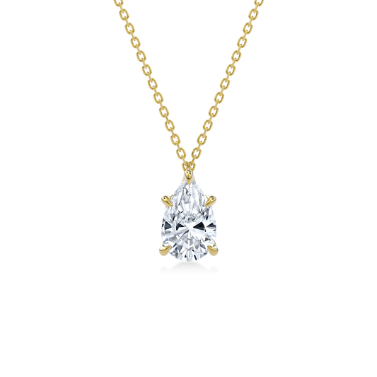 Dia Solitaire Necklace Pear•Yellow Gold