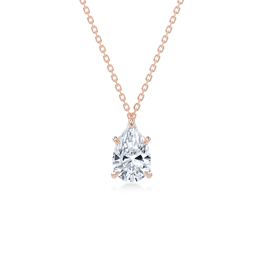 Dia Solitaire Necklace Pear•Rose Gold