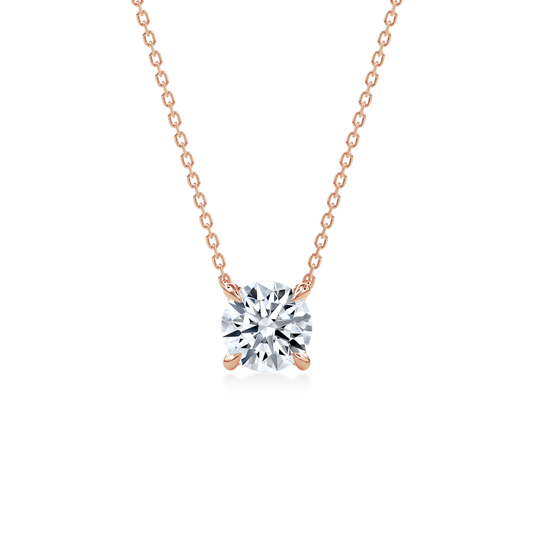 Dia Solitaire Necklace Round•Rose Gold