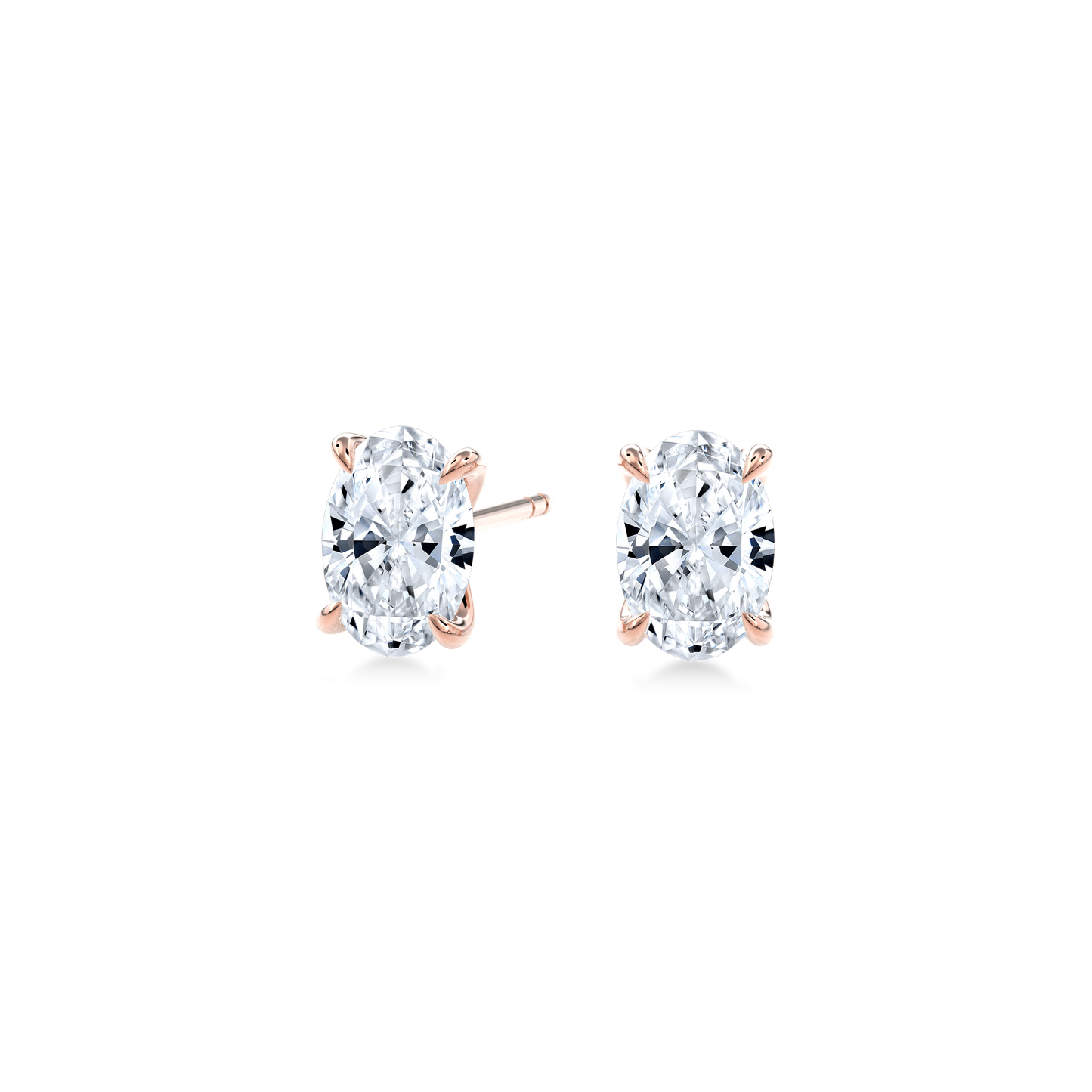 Dia Oval LGD Classic Stud Earring in 14K Rose Gold (Single Earring)
