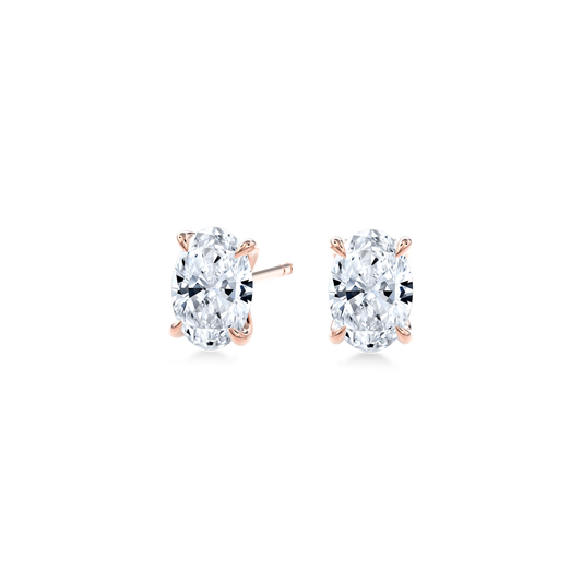Dia Oval LGD Classic Stud Earring in 14K Rose Gold (Single Earring)