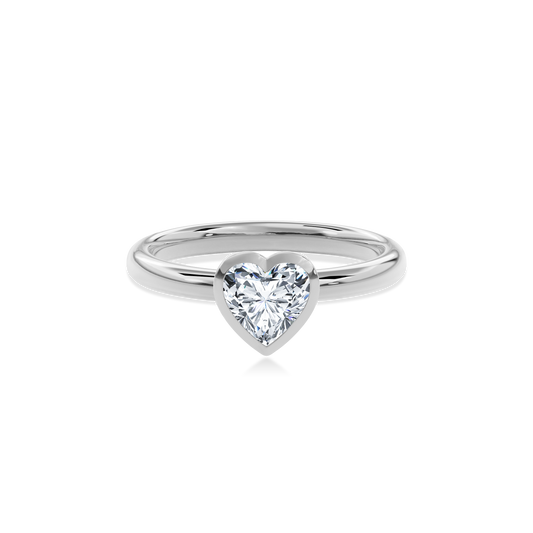 Bezel Ring Heart•White Gold