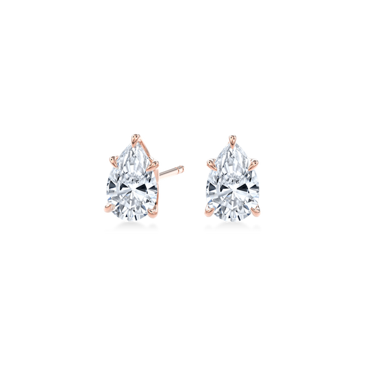 Dia Solitaire Single Stud Earring Pear•Rose Gold