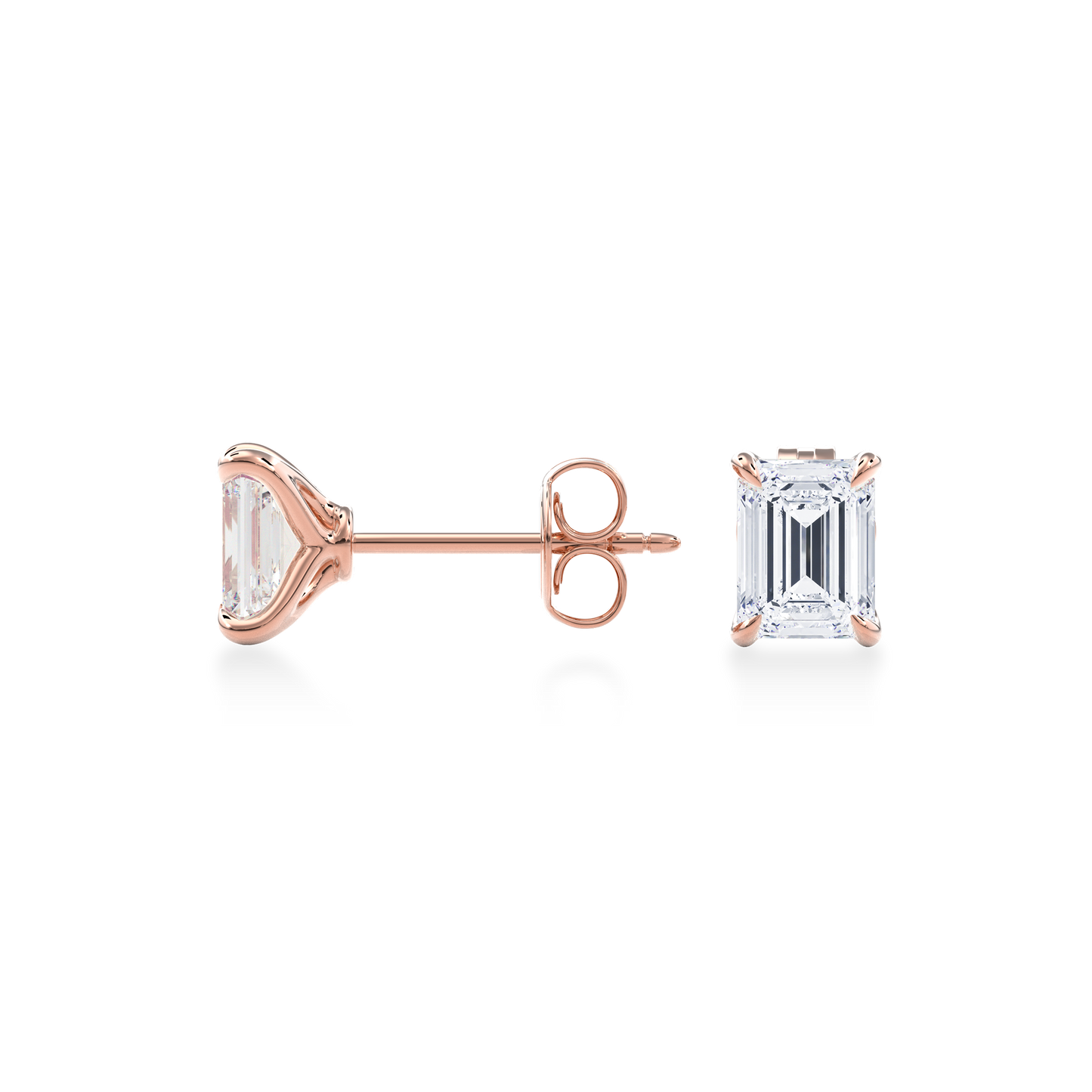 Dia Solitaire Single Stud Earring Emerald•Rose Gold