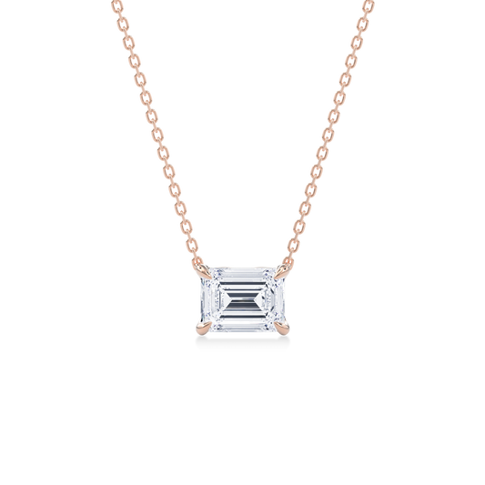 Dia Solitaire Necklace Emerald•Rose Gold