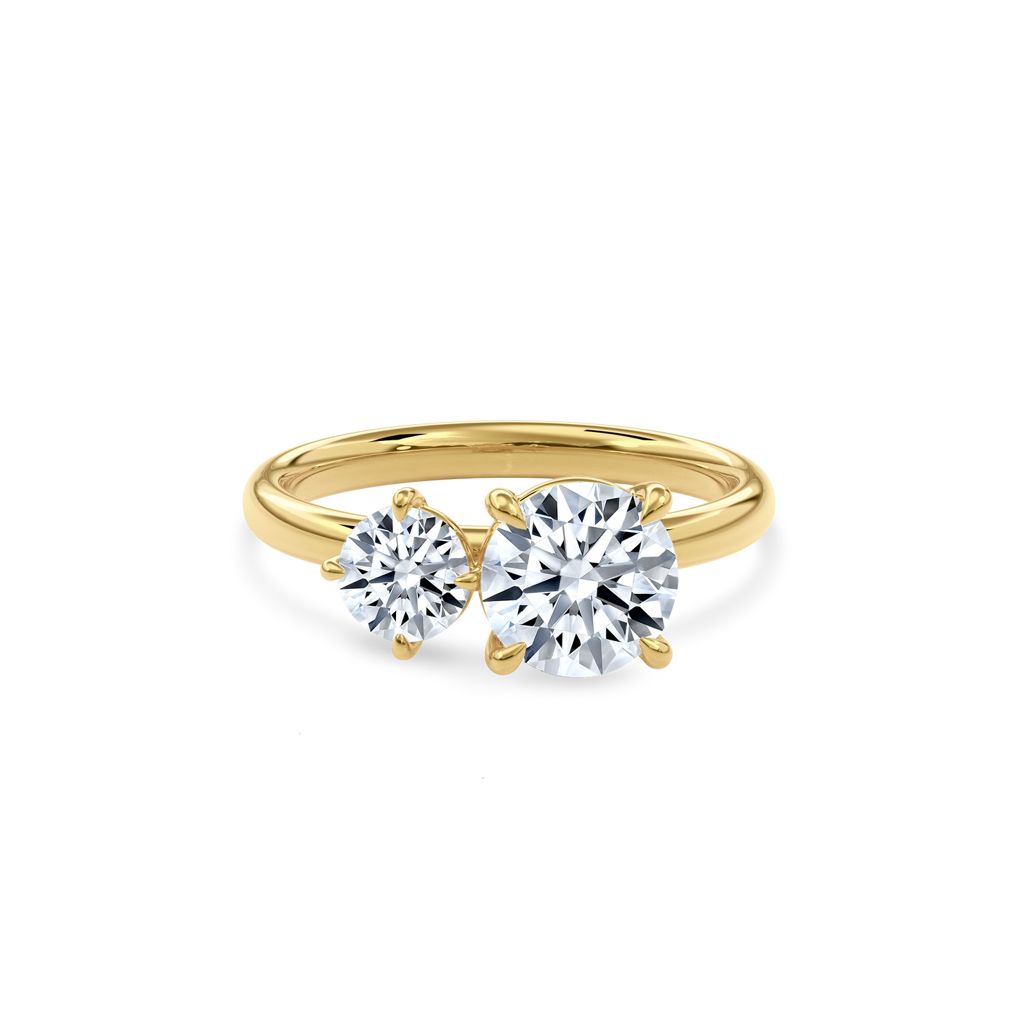 Callisto Two Stones Engagement Ring Round•Yellow Gold