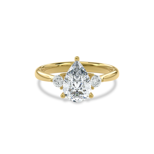 Daphnis Three Stones Engagement Ring Pear•Yellow Gold