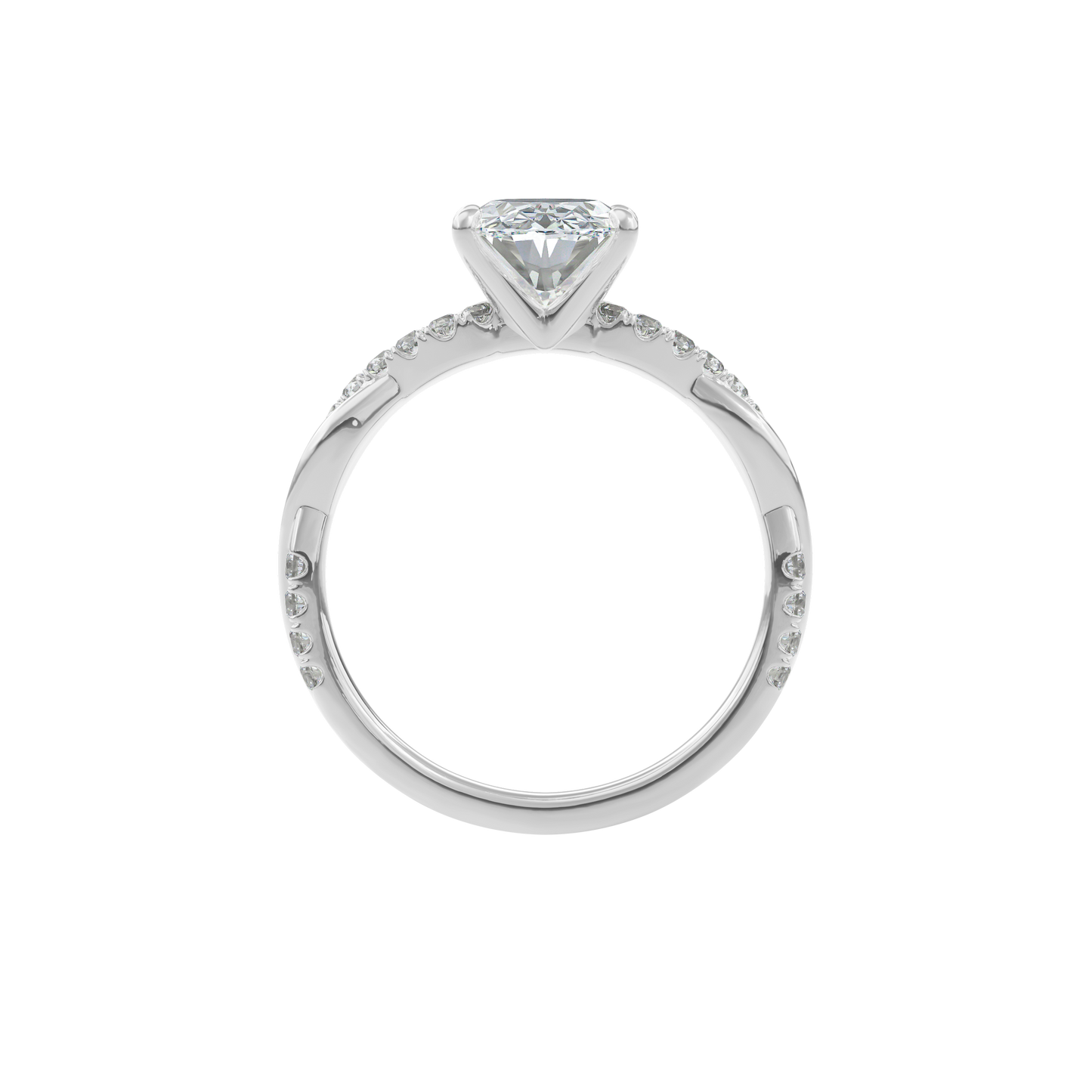 Rhea Twisted Pave Engagement Ring Round•White Gold