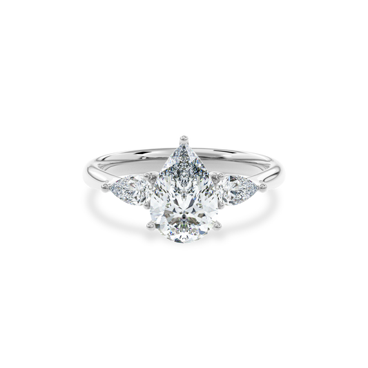 Daphnis Three Stones Engagement Ring Pear•White Gold