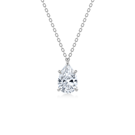 Dia Solitaire Necklace Pear•White Gold