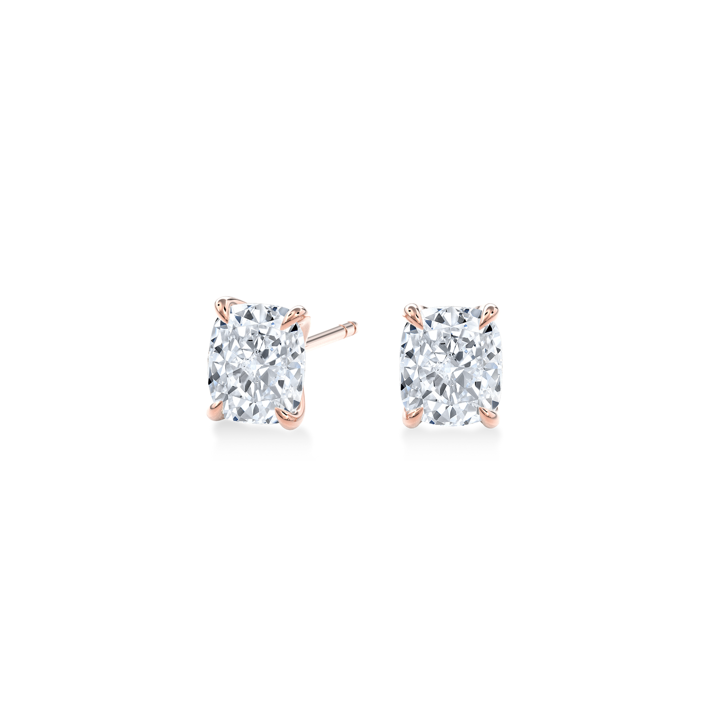 Dia Solitaire Single Stud Earring Cushion•Rose Gold