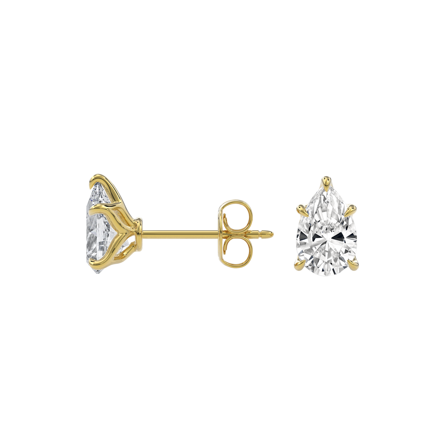 Dia Solitaire Single Stud Earring Pear•Yellow Gold