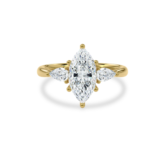 Daphnis Three Stones Engagement Ring Marquise•Yellow Gold