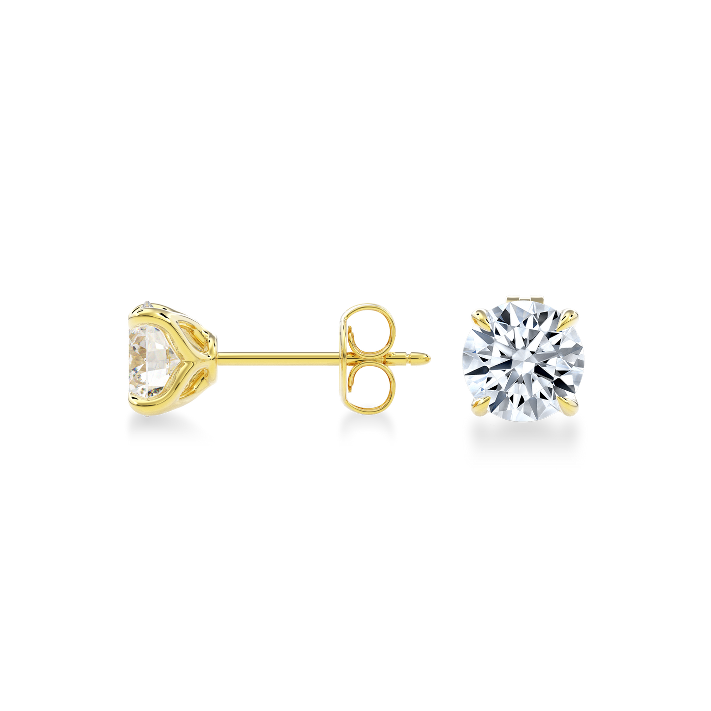 Dia Solitaire Single Stud Earring Round•Yellow Gold